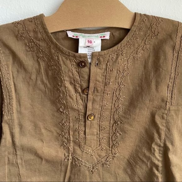 Bonpoint Tan Brown Tunic Shirt Kimono Sleeves Kids Size 18 Months - Picture 2 of 9